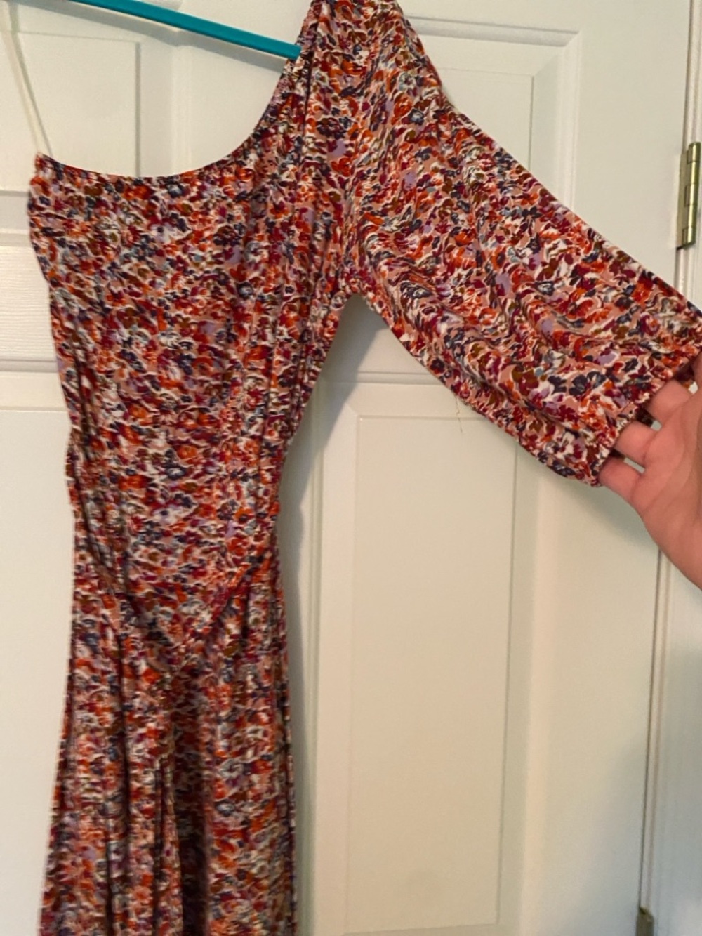 American Eagle Outfitters One-Shoulder Rose Floral Midi Dress - Picture 7 of 9